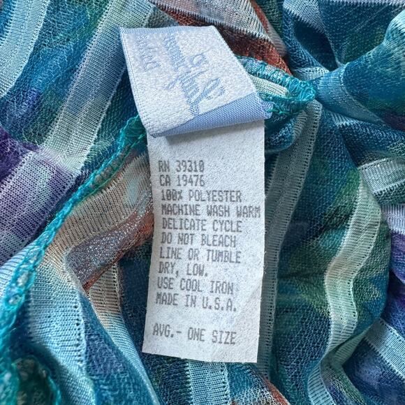 Vintage ‘80s Lady Cameo Dallas Teal Floral Print Sheer Maxi Duster Robe - Picture 8 of 10